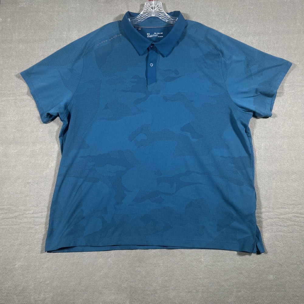 Under Armour Threadborne Sprocket Polo Heatgear Teal 3XL Loose Stretch
